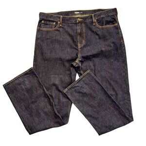 Old Navy dark mens straight 42x36 jeans measure 43x35.5 high rise 100% cotton